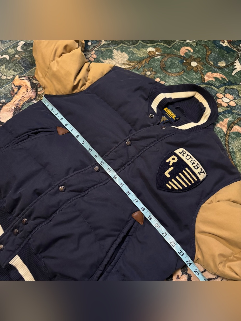 Vintage Rugby Ralph Lauren 2004 Down Puffer Varsity Jacket Crest Mens Medium - Picture 9 of 10